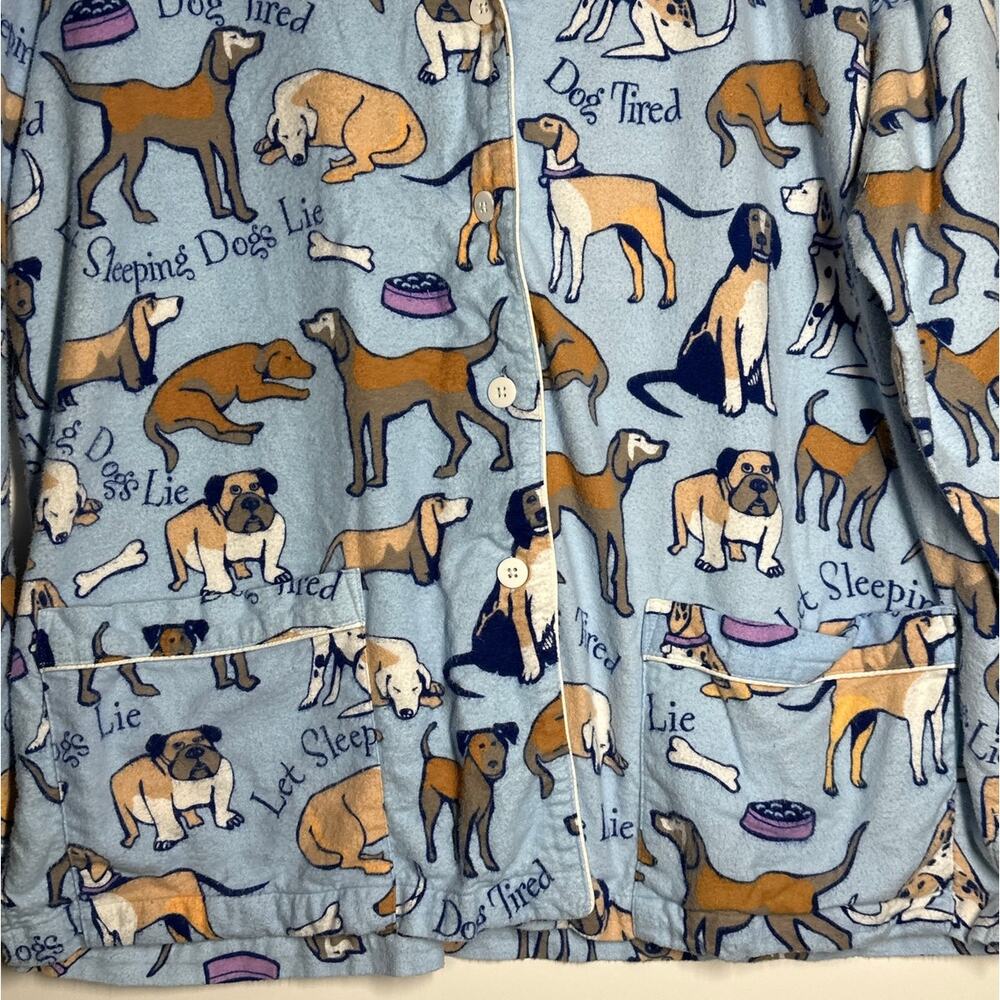 Pajamagram Pajamas 2-Piece Set Dog Tired Print Sz L Flannel Button-Front Sz L - Picture 5 of 15